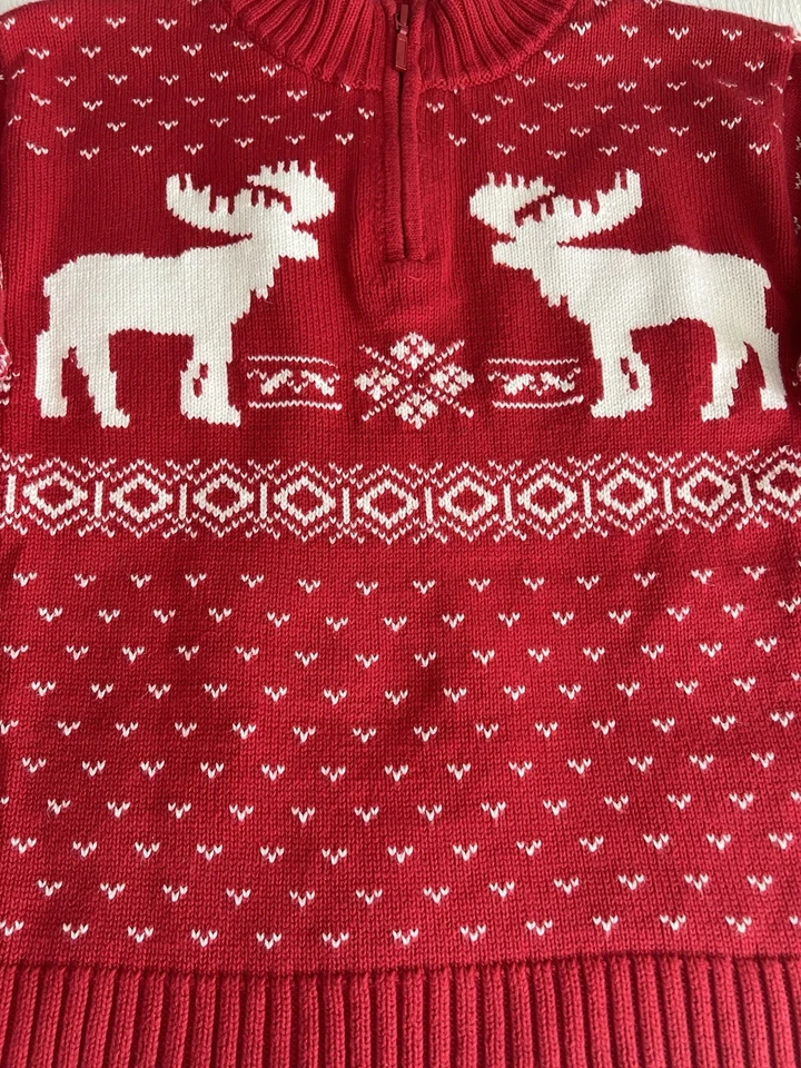 Suéter Pullover Hartstrings Reno Nórdico 1/4 Cremallera Navidad Rojo Niños 8-10 Foto 3 de 4