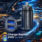 4.8A 24W Dual Port Fast Charging Cigarette Lighter Charger 2 Ports 12Watts