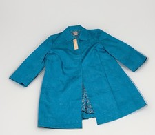 NWT 159 CHICO'S Pleat Back Topper Algiers Blue 100 Cotton Jacket 1P NEW