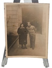 WW2 Era Photo U.S. Gi Standing With Older Woman