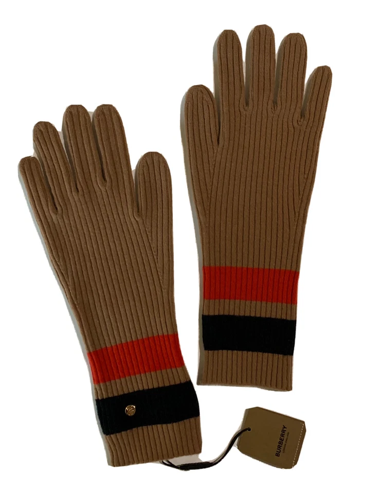 Guantes Burberry para hombre/unisex - camel - mezcla de cachemir - logotipo dorado TB - talla S/M - nuevos con etiquetas Foto 3 de 4