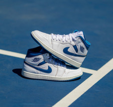 Jordan 1 Mid 'Industrial Blue' White Leather FN5215-141 Men's Sz 8-13 Air Retro