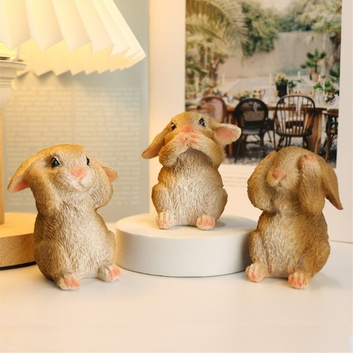 3Pcs Easters Hear See Speak No Bunnies Sculptures Set for Seasonal Display Gift - Bild 6 von 8