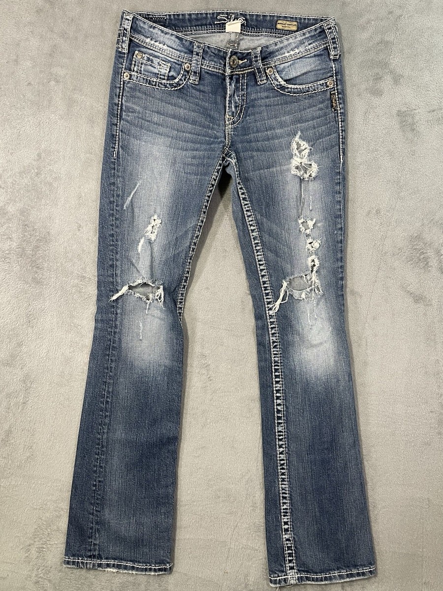 Silver Jeans Womens 28 Blue Medium Wash Berkley Surplus Low Rise