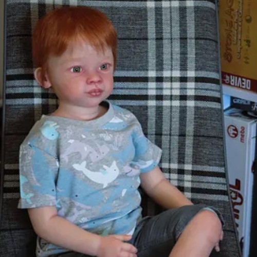 30" Realistic Reborn Baby Doll Toddler Boy Cloth Body Rooted Short Red Hair Gift - Picture 2 of 5