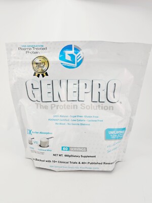 Genepro Unflavored Protein Powder 60 Servings Whey Isolate Supplement 8/25