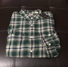 NWT Levis The Worker Relaxed Fit Flannel Shirt Mens Size XXL 2XL Green SR1