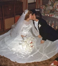 Vintage Stereo Realist Photo 3D Slide WEDDING Couple Kissing on Floor