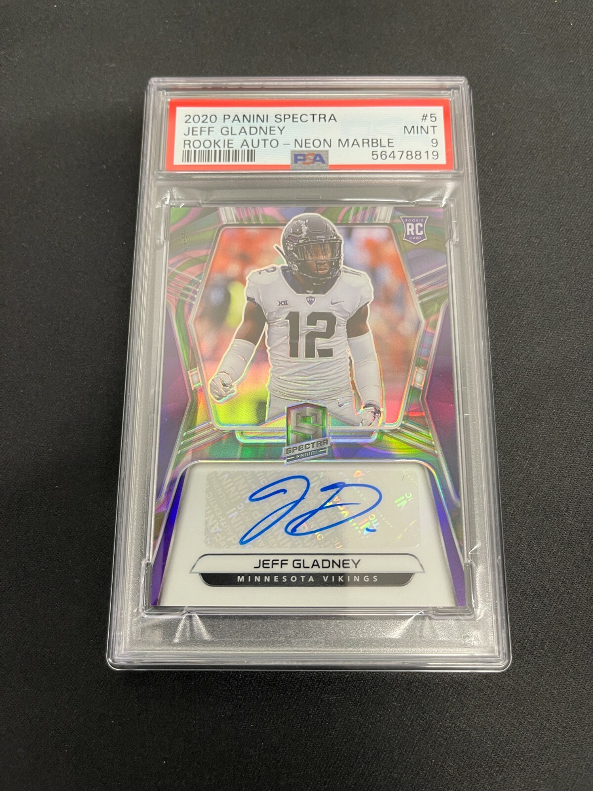 Jeff Gladney Panini Spectra Rookie Autographs #5 Neon Marble