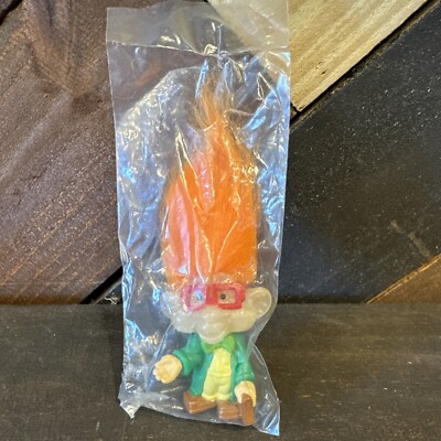 Vintage 1993 Burger King Kids Club GLO TROLL  ''IQ'' Doll Toy Orange Hair