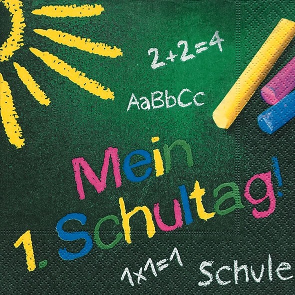 "20 Servietten \"Mein 1.Schultag\" Schulanfang*Kreide Tafel Zahlen Abc*Einschulung"-image