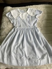 Vintage Peaches Cream little Girls cottagecore dress blue checked size 4