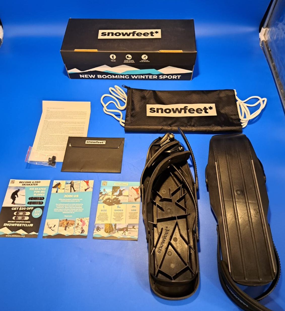 SALOMON NUOVO Snowfeet Mini Pattini da Sci Snow Skiboard Scarpe Attacco Regolabile Nero Argento