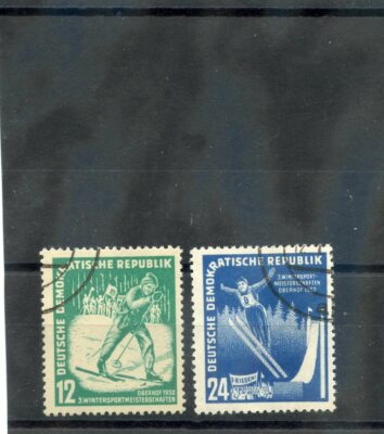 GERMANY(DDR) Sc 94-5(MI 298-9)F-VF USED 1952 WINTER SPORTS $27 | eBay