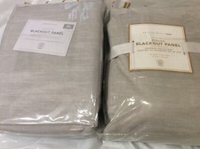 Pottery Barn Kids Two 2 Evelyn Blackout Panels 44x84 Gray Linen NWT 