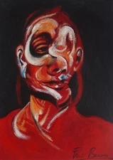 Fine unique painting – Expressive portrait, signed Francis Bacon