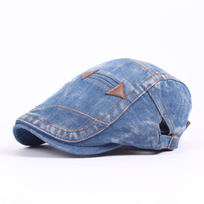 Herren Retro Denim Duckbill Gatsby Flache Mütze Golf Fahren Verstellbar Kappe