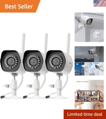 Advanced 3 Camera Outdoor Security System - 1080p, Voice Control & Cloud Storage