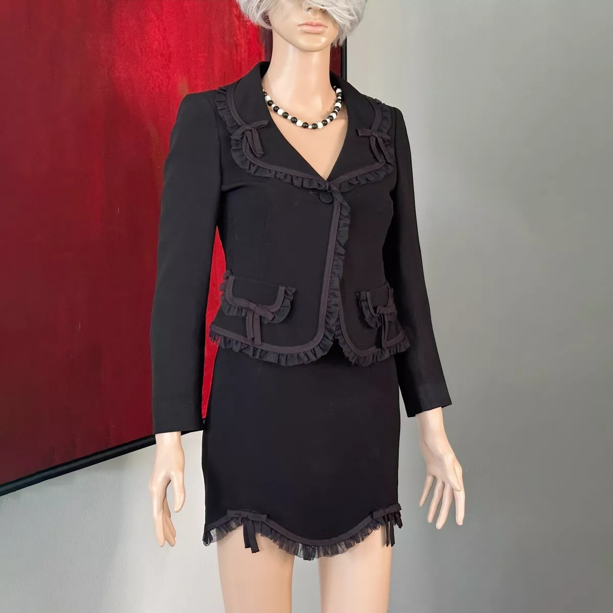 Black ruffle top skirt jacket