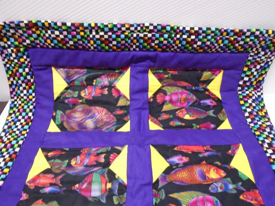 Рыба в чашах стеганая настенная висячая фиолетовая детская кроватка стеганое одеяло детская 20x26 хлопок - Изображение 2 из 4