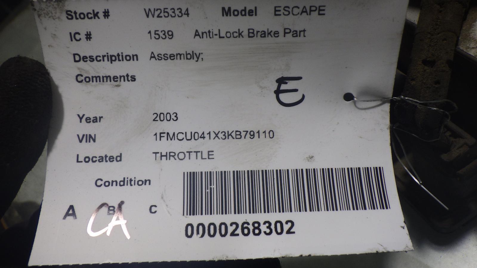 03 FORD ESCAPE AntiLock Brake eBay