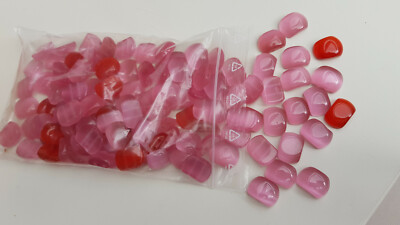 Sonderposten Bastelset 111 Glassteine Catseye rosa und orange-rot Mix 230
