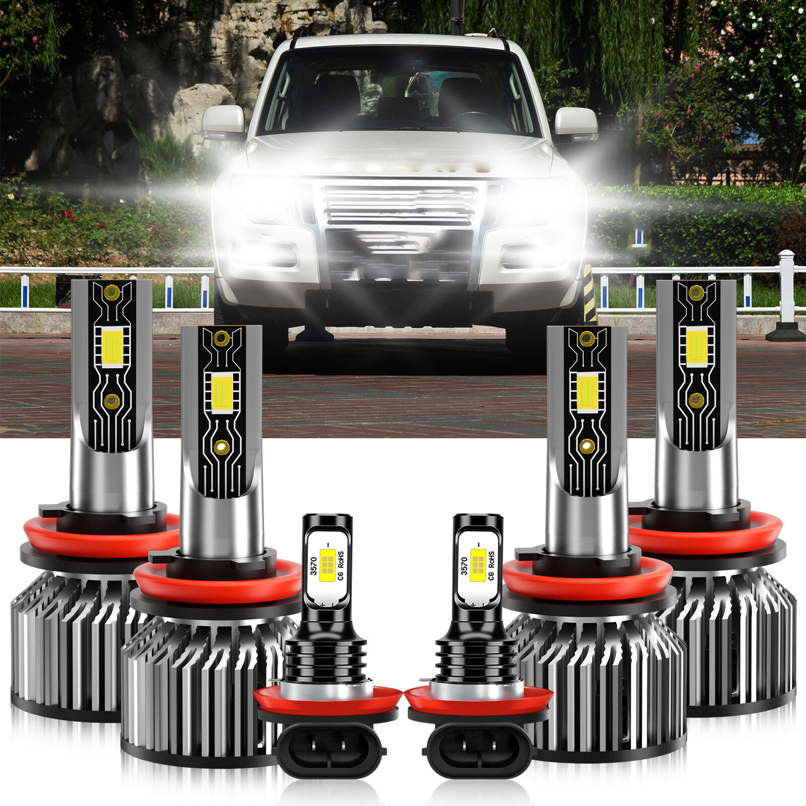 6x LED Headlight Fog Light Bulbs Super bright For Mitsubishi Montero 2008-2019
