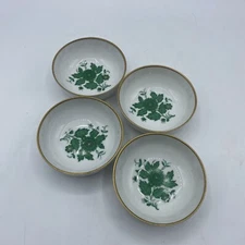 Vintage Kaiser Schonbrunn Porcelain Small Bowl White Green W. Germany Set/4