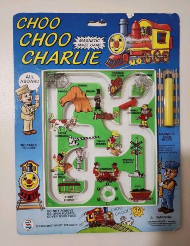 Vintage Choo Choo Charlie 1992 Smethport Specialty Magnetic Maze Game USA Made