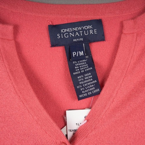 JONES NEW YORK Sweater Set Womens PM Cardigan Shell Twin Set Coral Silk Cashmere - Picture 13 of 19