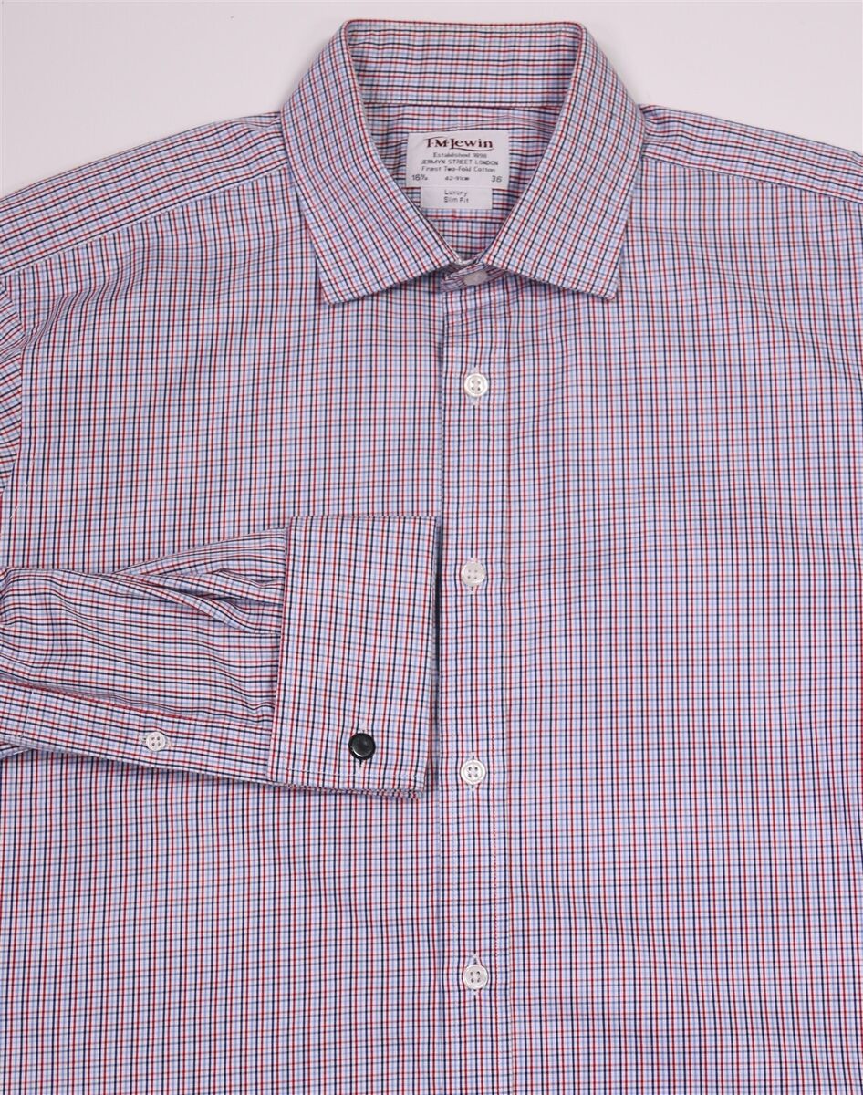 TM Lewin 2-Fold Cotton Slim Fit Blue/Red Check Cotton Dress TM Lewin 2-Fold Cotton Slim Fit Blue/Red Check Cotton Dress