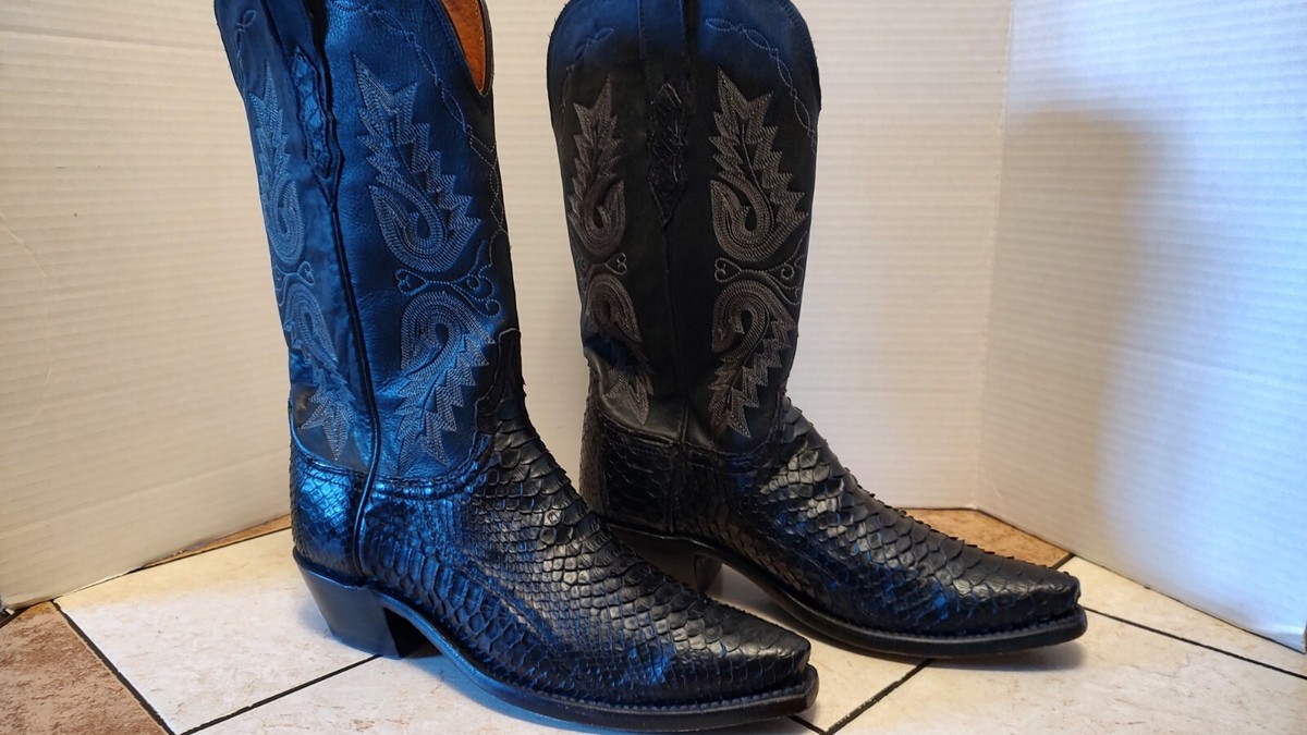 Men\'s Lucchese 1883 Black Genuine Python Cowboy Boots - Size 8D (Style N7740) Lucchese 1883 Snakeskin Exotic Cowboy Boots | Mercari main image 4