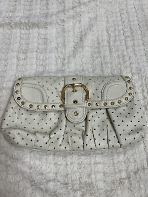 Betsy Johnson Vintage Clutch Faux Leather Off White Gold
