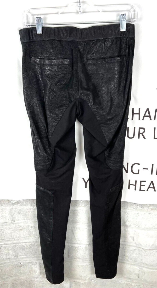 Skingraft Genuine Leather Suede Stretch Slim Moto Black Pants Sz S READ