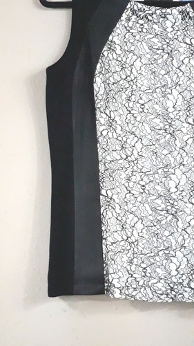 ANTONIO MELANI S Colorblock Sleeveless Viscose & Leather Lace Trim Boatneck Top - Picture 7 of 12