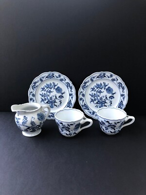 Vtg Blue Danube Bone China Japan 2 Tea Cups, 2 Salad Plates, 1 Creamer ...