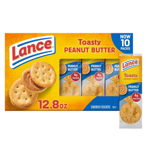Sandwich Crackers, Toasty Peanut Butter, 10 Individually Wrapped Packs, 6 Sandwi