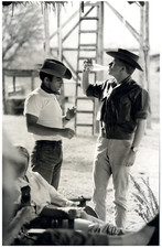 Hardy Krüger and Gerard Blain on the set of Hatari Vintage silver print