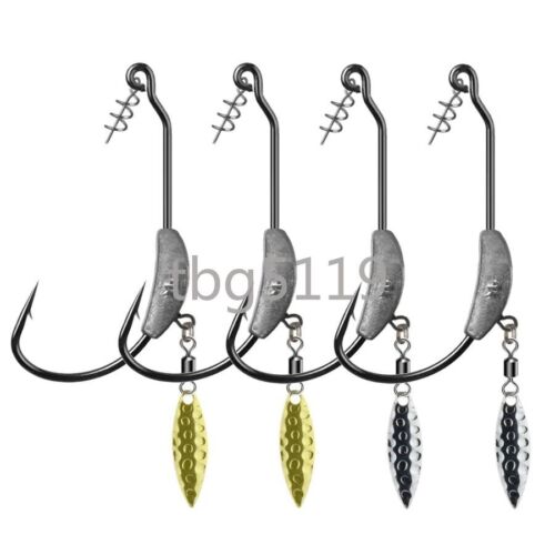 10 Pack Offset Hook Jig Heads Swimbait Spinner Blades Weighted Fishing