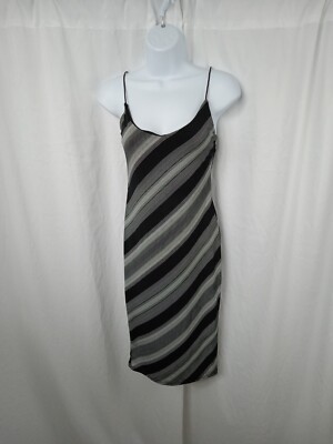 Mind Code Spaghetti Strap V Neck Bodycon Dress Black Gray Striped Womens Sz  S | eBay