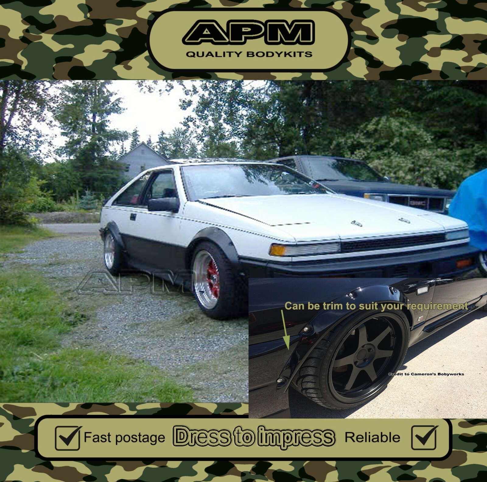 Quality Made APM Fender Guard Wheel Flare For Toyota AE86/Sprinter