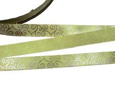 Lime Lite Green Single-Face Satin Ribbon 5/8" wide x 4 yards Silver Scroll B46