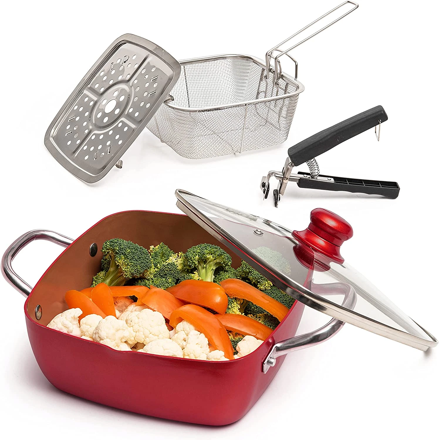Copper 5-Piece Chef Cookware Set - Non-Stick, Dishwasher & Oven Safe