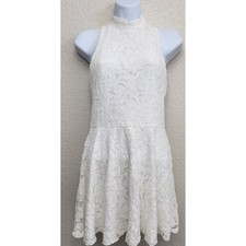 Bear Dance White Lace Overlay Sleeveless Fit N Flare Mini Dress Small Lined