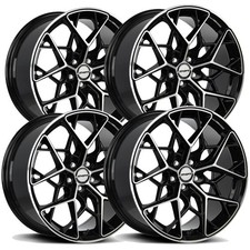 (Set-4) Shift H35 Piston 18x8.5 5x108 +35mm Black/Machined Wheels Rims 18" Inch