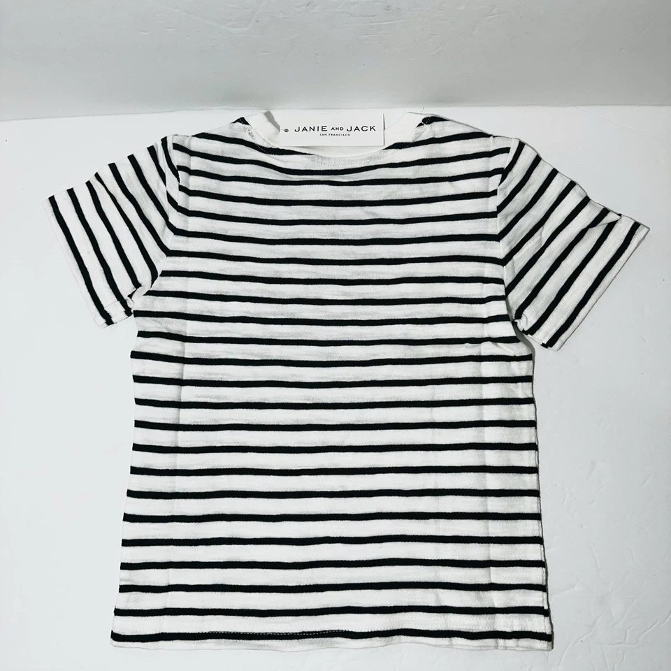 Camisa de bolso listrada azul marinho nova com etiquetas Janie and Jack masculina tamanho 4 - Imagem 2 de 4