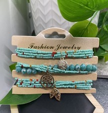 3 PC Seed Bead 7 Plus Stretch Charm Bracelet Set New Free Ship B8342