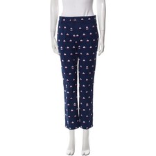 Tory Burch Sailing Print Pants Sz 31 Nautical Navy Blue Preppy Cropped Vacation