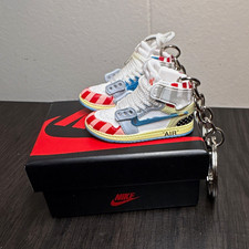 Nike Mini Sneaker Keychain Key Ring w/ Mini Nike Box Plastic White Red