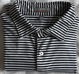 Peter Millar Men's Golf Polo Shirt Black & white size L